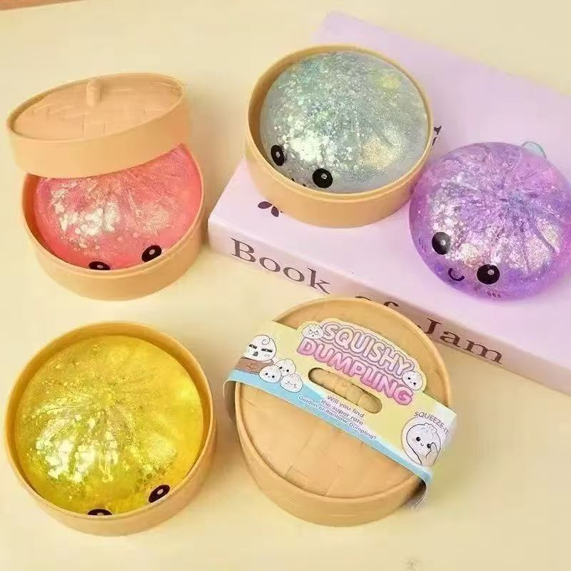 Crystal bun squishy toys, 6 in a box  Sold as a full box of 6, free shipping included.