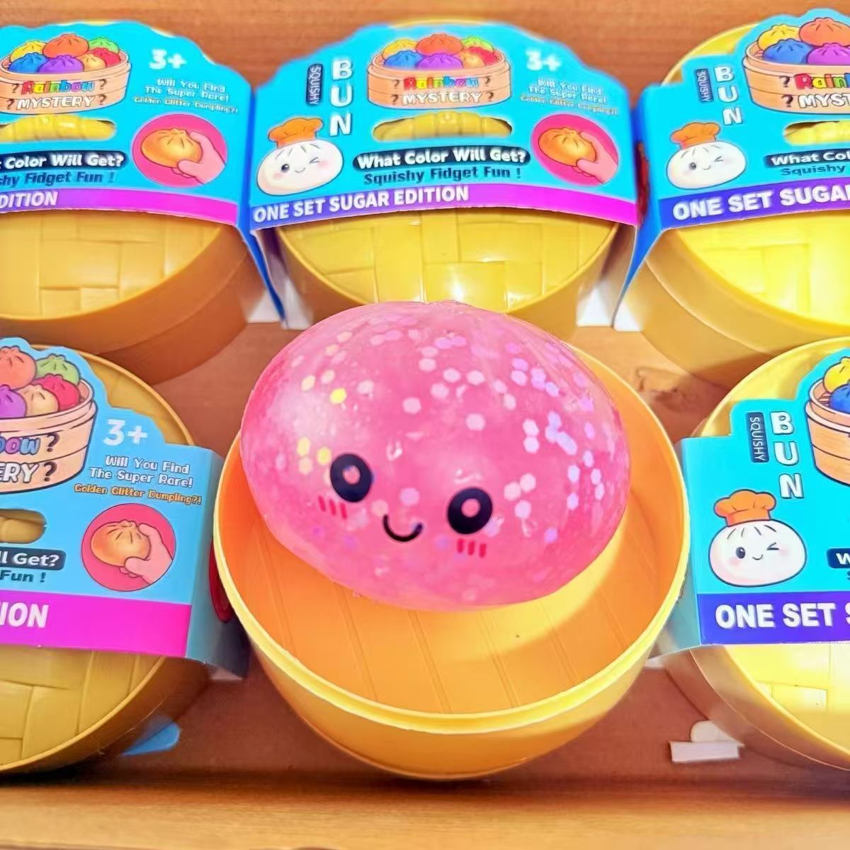 Crystal bun squishy toys, 6 in a box  Sold as a full box of 6, free shipping included.